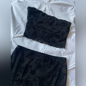 Black Floral Two-Piece Set mesh